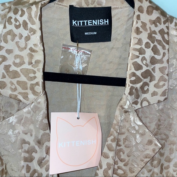 BRAND NWT 🏷️ KITTENISH LIGHT CHAMPAGNE TONAL LEOPARD JACKET MEDIUM - Picture 5 of 7